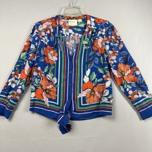 Maeve Blouse Tie Waist Womens size 0 Button Up Floral Beach Casual
